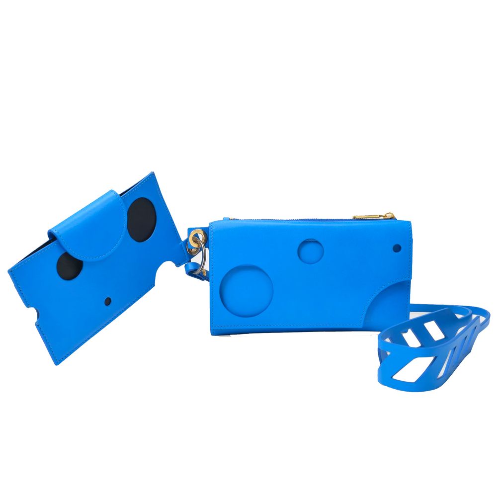 Off-White Blue Leather Shoulder Bag - ACCEXO