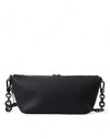 Black Leather Chain Strap Baguette Shoulder Bag