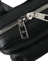 Black Calfskin Leather Logo Palermo Backpack Bag