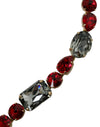 Red Leather Crystal Chain Waist Belt