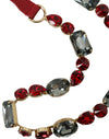 Red Leather Crystal Chain Waist Belt
