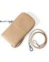 Beige Leather Purse Crossbody Sling Phone Bag