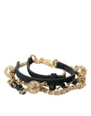 Black Suede Gold Chain Crystal Waist Belt
