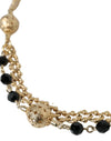 Black Suede Gold Chain Crystal Waist Belt