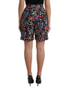 Black Floral High Waist Hot Pants Shorts