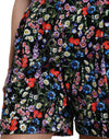 Black Floral High Waist Hot Pants Shorts