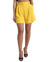 Yellow Viscose High Waist Bermuda Shorts