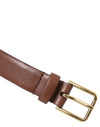 Brown Calf Leather Gold Metal Buckle Belt
