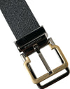 Black Leather Gold Silver Metal Buckle Belt