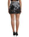 Chic High Waist Mini Denim Skirt with Lace Trim