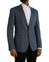 Blue Linen NAPOLI Single Breasted Coat Blazer