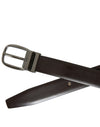 Dark Brown Leather Silver Metal Buckle Belt