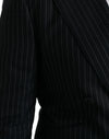 Black Stripe SICILIA Double Breasted Coat Blazer