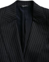 Black Stripe SICILIA Double Breasted Coat Blazer