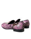 Pink Printed Crystal Embellished Loafers Dress Shoes