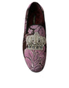 Pink Printed Crystal Embellished Loafers Dress Shoes