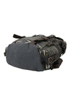 Black Brown Canvas Leather Rucksack Backpack Bag