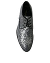 Silver Sequined Lace Up Men Derby Dress Shoes