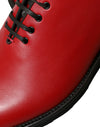 Red Leather Lace Up Oxford Men Dress Shoes