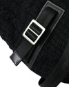 Black Silver Wool Zaino Tricot Backpack Men Bag