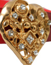 Red Leather Gold Heart Metal Buckle Belt