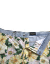 Multicolor Floral Print Denim Bermuda Shorts