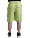 Light Green Cotton Men Cargo Bermuda Shorts