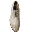 White Distressed Leather Derby Dress Shoes