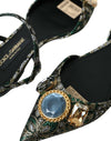 Multicolor Jacquard Crystal Slingback Sandals Shoes