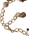 Gold Brass Leopard Fur Pearl Collier Chain Belt