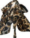 Gold Leopard Sequins Heels Boots Shoes