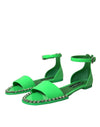 Neon Green Crystal Ankle Strap Sandals Shoes
