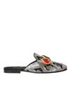 Gray Jacquard Crystal Mule Flat Sandals Shoes