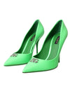 Dolce & Gabbana Neon Green Patent Leather Logo Pumps Shoes