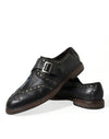 Black Leather Monk Strap Studded Dress Shoes