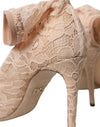 Beige Stretch Taormina Lace Boots Shoes