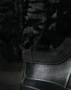 Black Rubber Lace Up Shearling Rain Boots Shoes