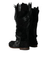 Black Gazelle Fur Mid Calf Winter Boots Shoes