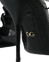 Black Python Leather Mary Jane Pumps Shoes
