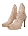 Beige Stretch Taormina Lace Boots Shoes