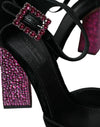 Black Velvet Strass Crystal Mary Janes Shoes