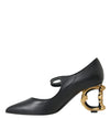 Black Leather Logo Heels Mary Janes Pumps Shoes