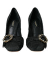 Black Brocade Crystals Heels Pumps Shoes