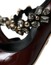 Bordeaux Leather Crystal Pumps Shoes
