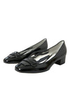 Black Patent Leather Block Heels Pumps Shoes