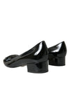 Black Patent Leather Block Heels Pumps Shoes