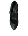 Black Leather Mary Jane Pumps Heels Shoes