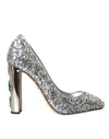Silver Sequin Embellished Heels Pumps Shoes