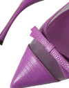 Purple Leather Mesh High Heels Slingback Shoes