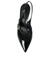 Black Leather Embellished Slingbacks Shoes